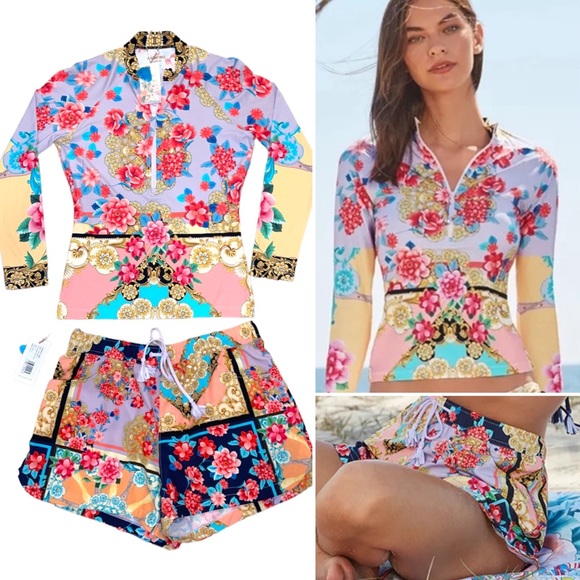 NWT Johnny Was Japer Swim Surf Shirt & Board Shorts - Picture 2 of 14